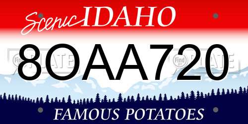 8OAA720 Idaho License Plate