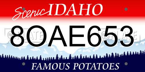 8OAE653 Idaho License Plate