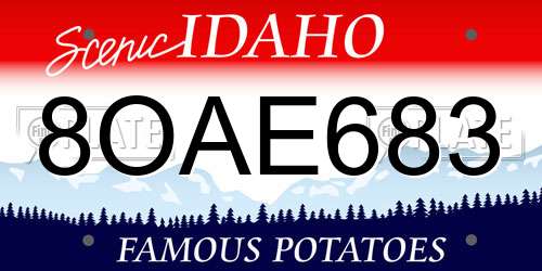 8OAE683 Idaho License Plate