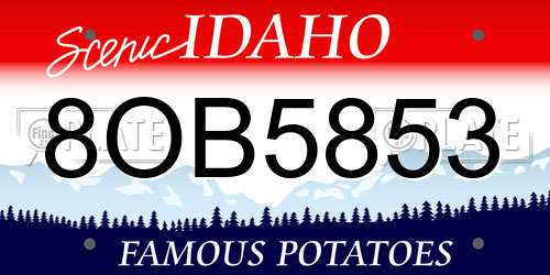 8OB5853 Idaho License Plate
