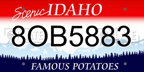 8OB5883 Idaho License Plate
