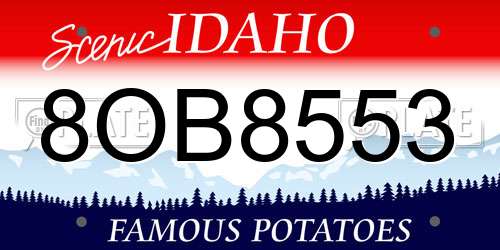 8OB8553 Idaho License Plate