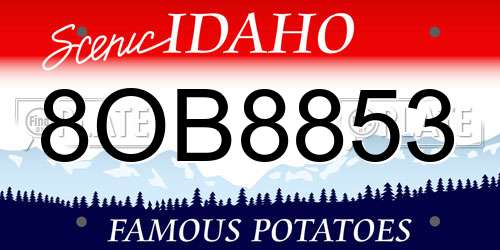 8OB8853 Idaho License Plate