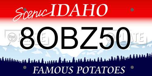 8OBZ50 Idaho License Plate
