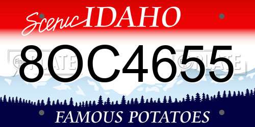 8OC4655 Idaho License Plate