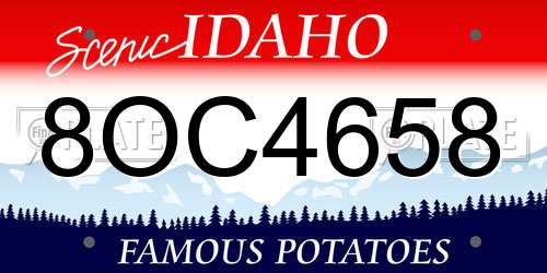 8OC4658 Idaho License Plate