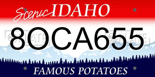 8OCA655 Idaho License Plate
