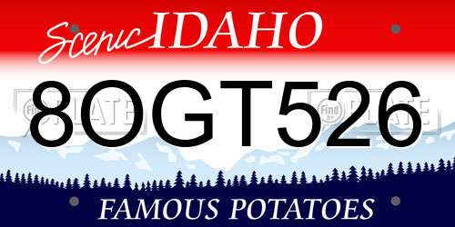 8OGT526 Idaho License Plate