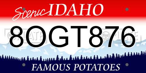 8OGT876 Idaho License Plate