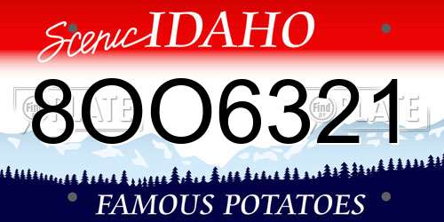 8OO6321 Idaho License Plate