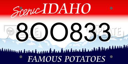 8OO833 Idaho License Plate