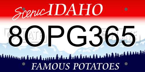 8OPG365 Idaho License Plate