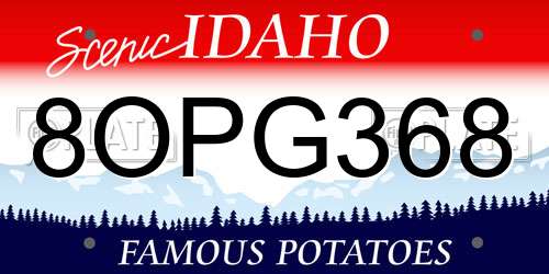 8OPG368 Idaho License Plate