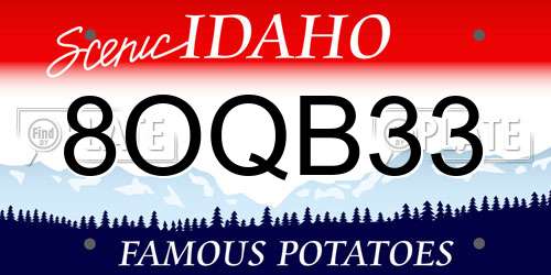 8OQB33 Idaho License Plate