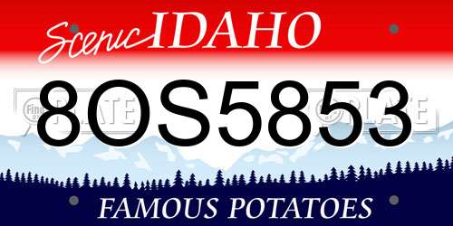 8OS5853 Idaho License Plate