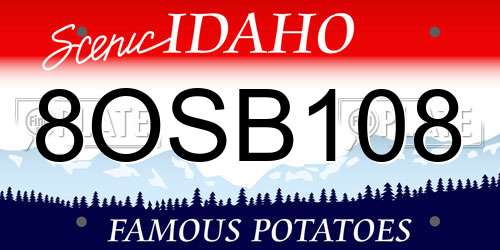 8OSB108 Idaho License Plate