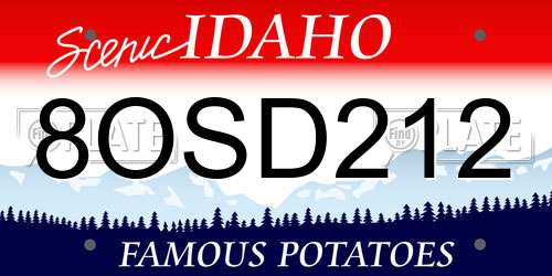 8OSD212 Idaho License Plate