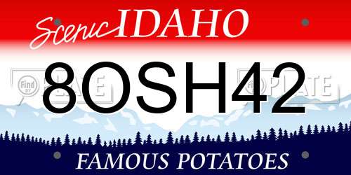 8OSH42 Idaho License Plate