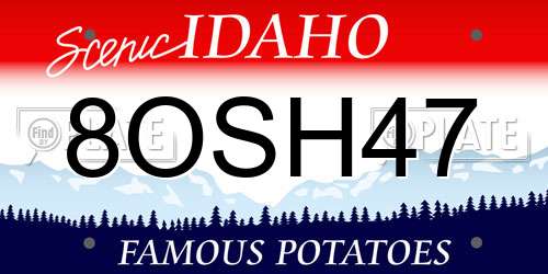 8OSH47 Idaho License Plate