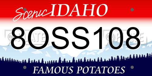 8OSS108 Idaho License Plate
