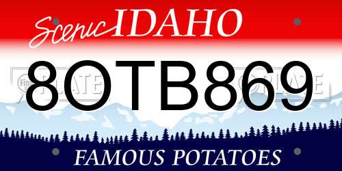 8OTB869 Idaho License Plate
