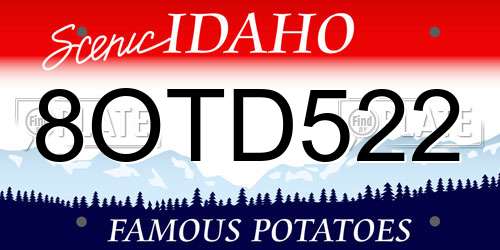 8OTD522 Idaho License Plate
