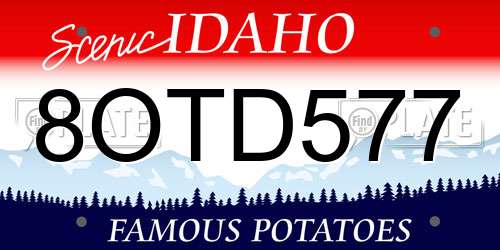 8OTD577 Idaho License Plate
