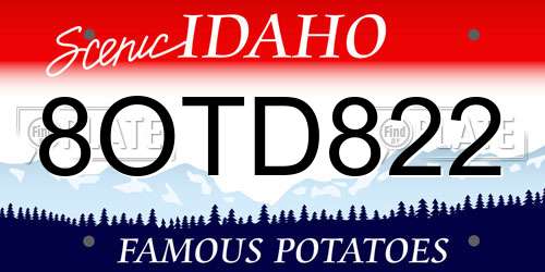 8OTD822 Idaho License Plate