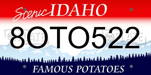 8OTO522 Idaho License Plate