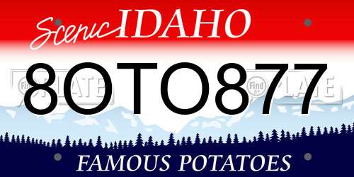 8OTO877 Idaho License Plate