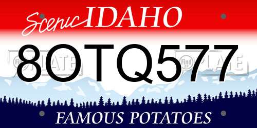 8OTQ577 Idaho License Plate