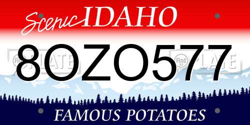 8OZO577 Idaho License Plate
