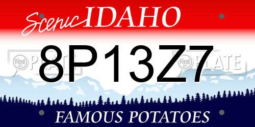 8P13Z7 Idaho License Plate