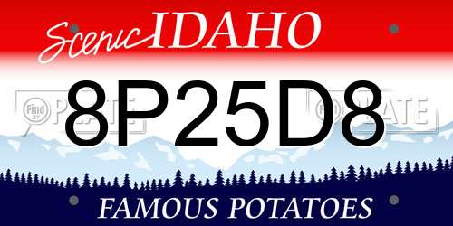 8P25D8 Idaho License Plate