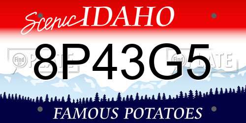 8P43G5 Idaho License Plate