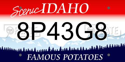 8P43G8 Idaho License Plate