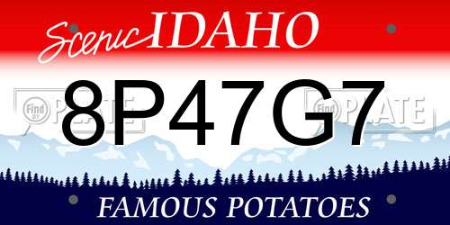 8P47G7 Idaho License Plate