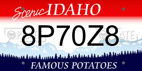 8P70Z8 Idaho License Plate