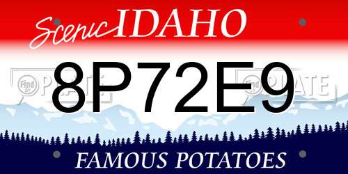8P72E9 Idaho License Plate