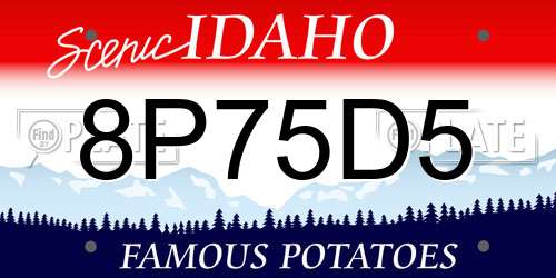 8P75D5 Idaho License Plate