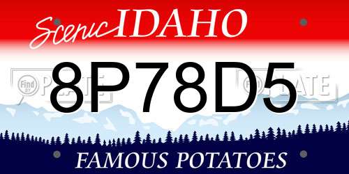 8P78D5 Idaho License Plate