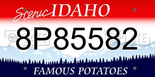 8P85582 Idaho License Plate