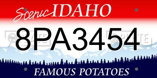 8PA3454 Idaho License Plate