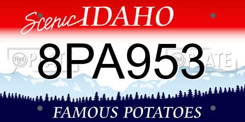 8PA953 Idaho License Plate