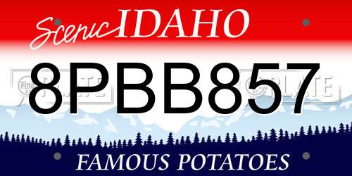 8PBB857 Idaho License Plate