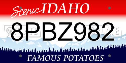 8PBZ982 Idaho License Plate