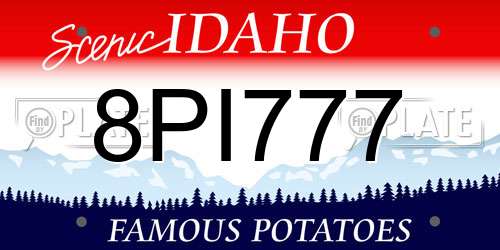 8PI777 Idaho License Plate