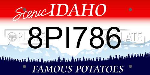 8PI786 Idaho License Plate