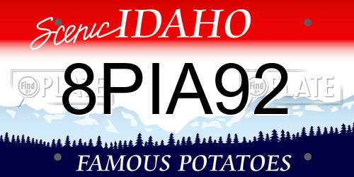 8PIA92 Idaho License Plate