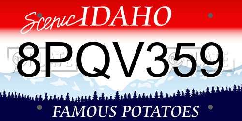 8PQV359 Idaho License Plate